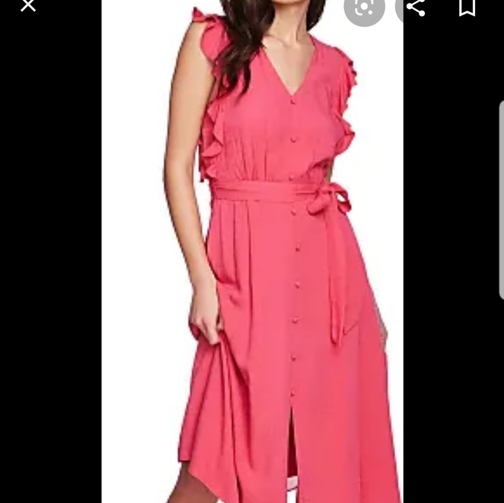 1 state Ruffle tie waist midi dress S